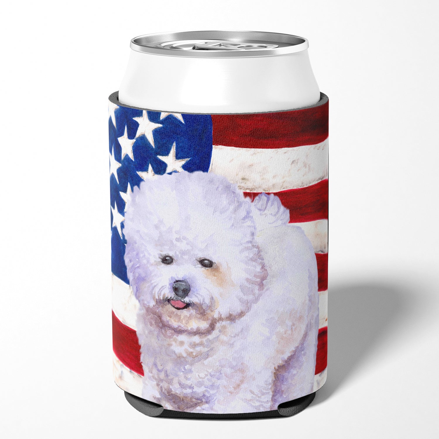 Bichon Frise Patriotic Can or Bottle Hugger BB9648CC  the-store.com.