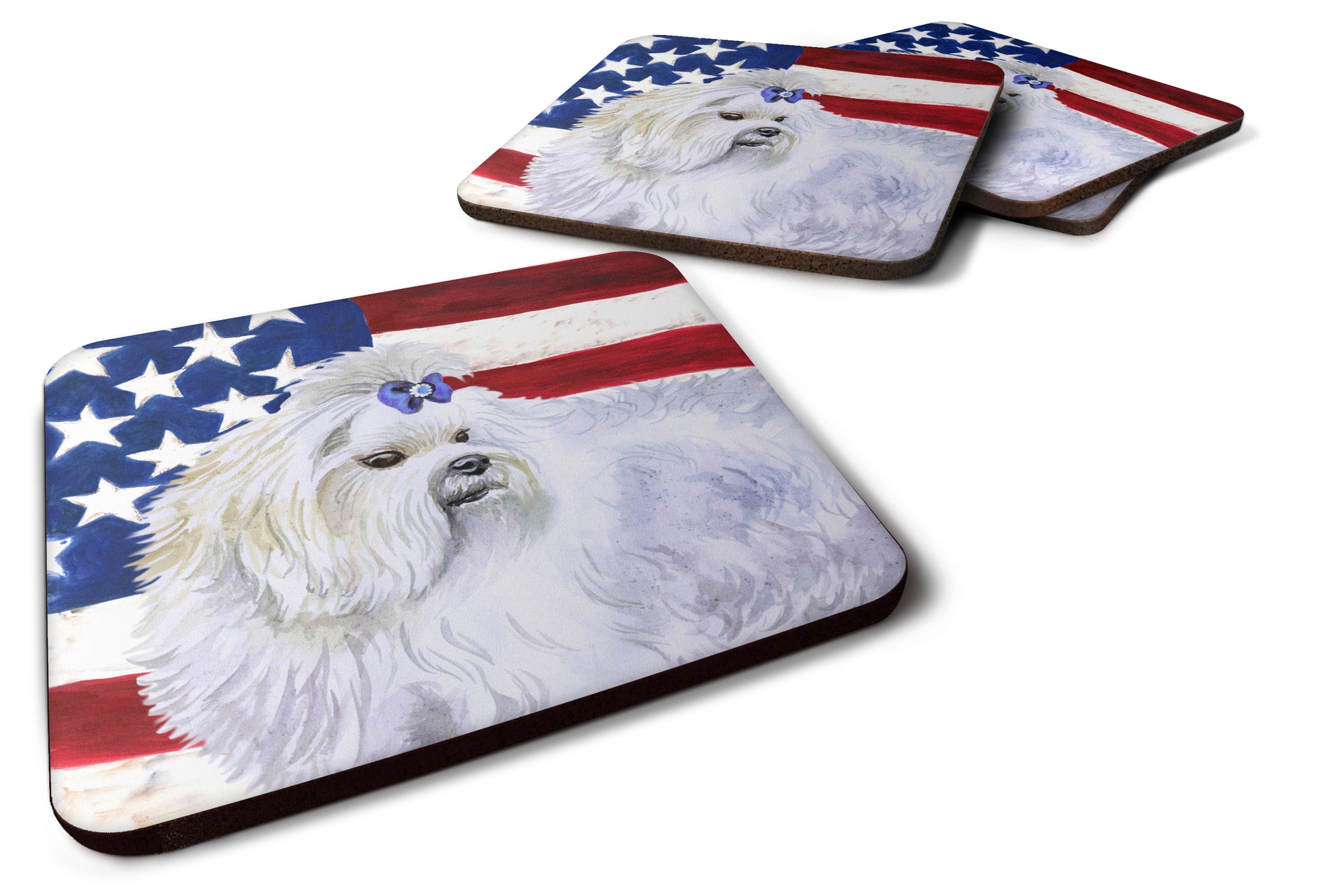 Maltese Patriotic Foam Coaster Set of 4 BB9651FC - the-store.com