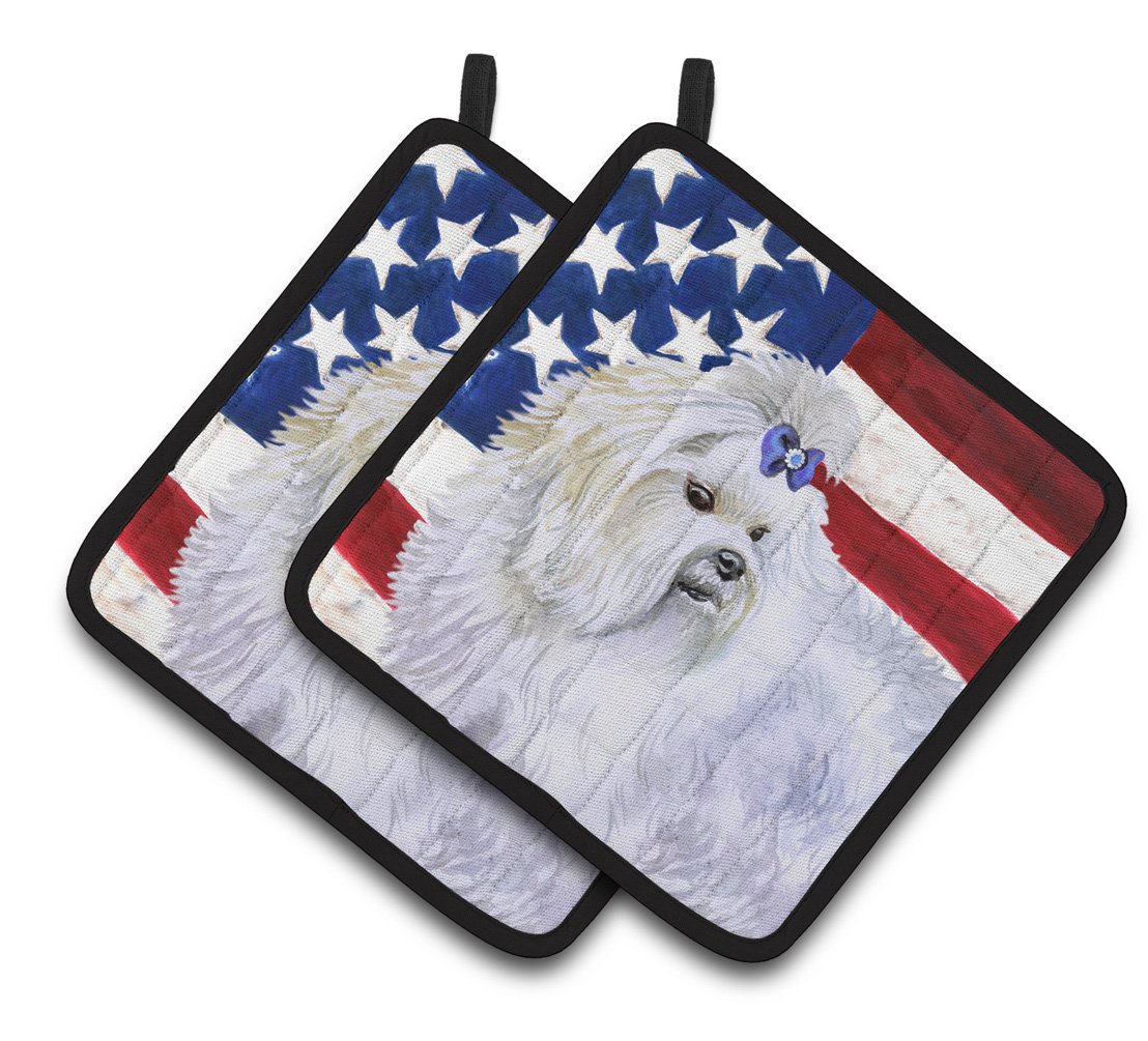 Maltese Patriotic Pair of Pot Holders BB9651PTHD by Caroline's Treasures