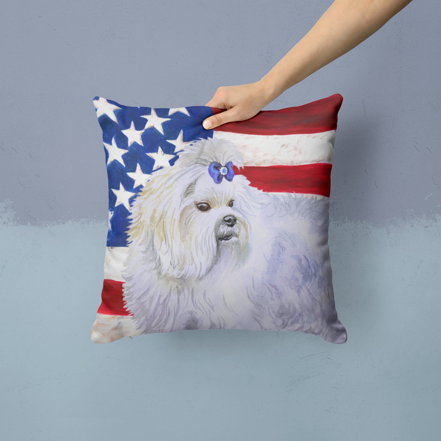 Maltese Patriotic Fabric Decorative Pillow BB9651PW1414 - the-store.com