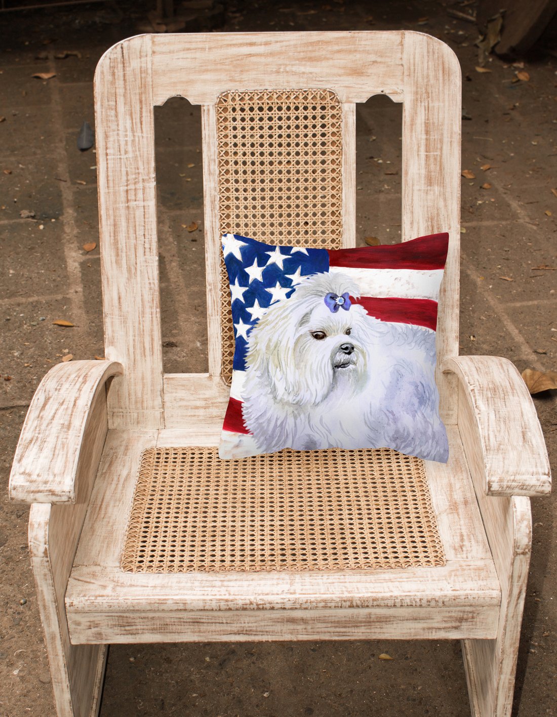 Maltese Patriotic Fabric Decorative Pillow BB9651PW1818 by Caroline's Treasures