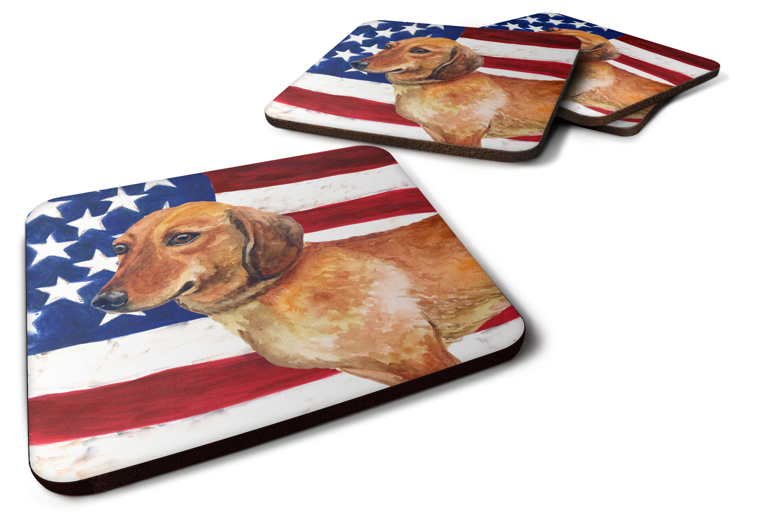 Dachshund Patriotic Foam Coaster Set of 4 BB9652FC - the-store.com