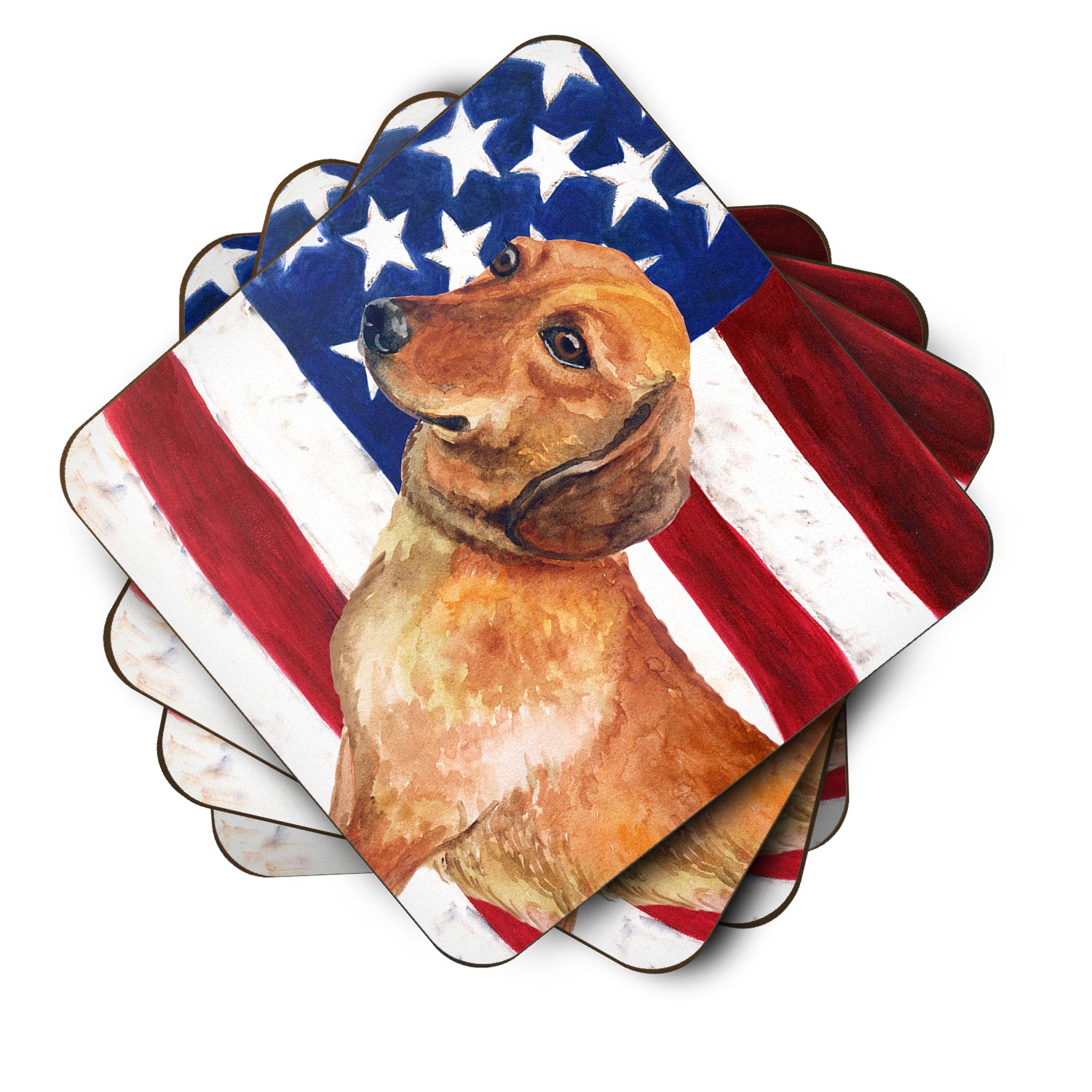 Dachshund Patriotic Foam Coaster Set of 4 BB9652FC - the-store.com