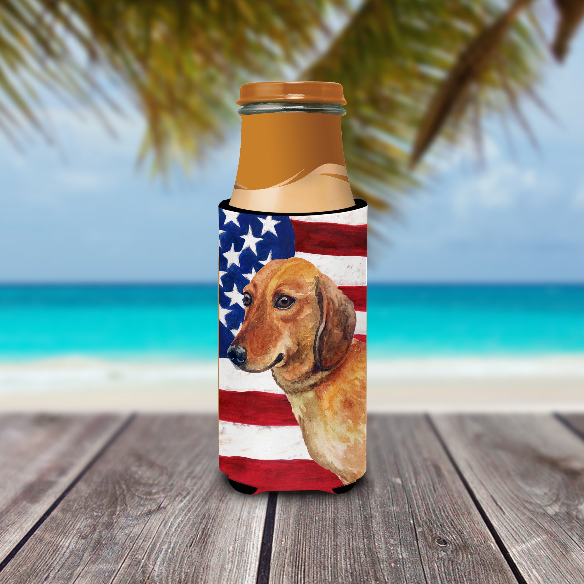 Dachshund Patriotic  Ultra Hugger for slim cans BB9652MUK  the-store.com.