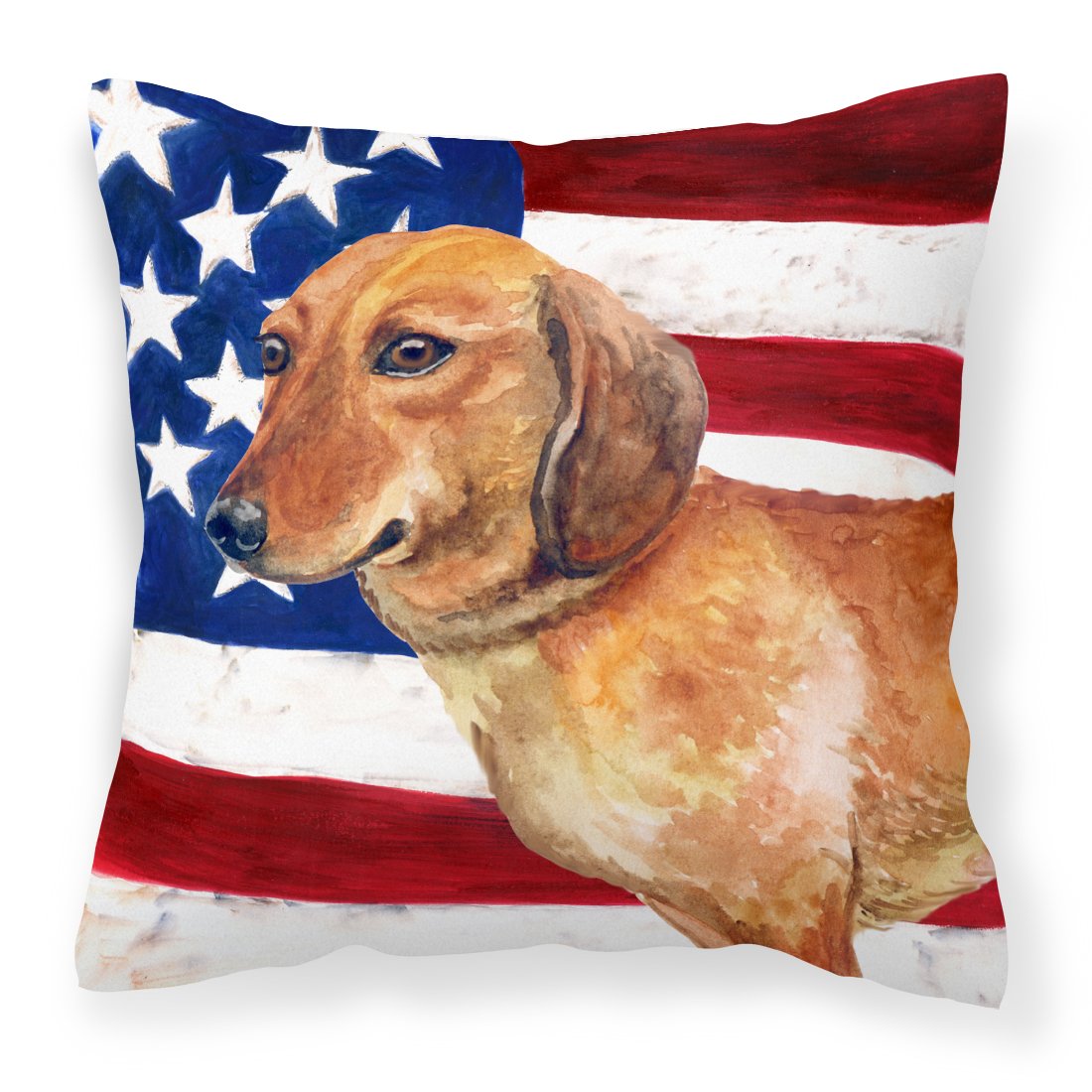 Dachshund Patriotic Fabric Decorative Pillow BB9652PW1818 by Caroline's Treasures