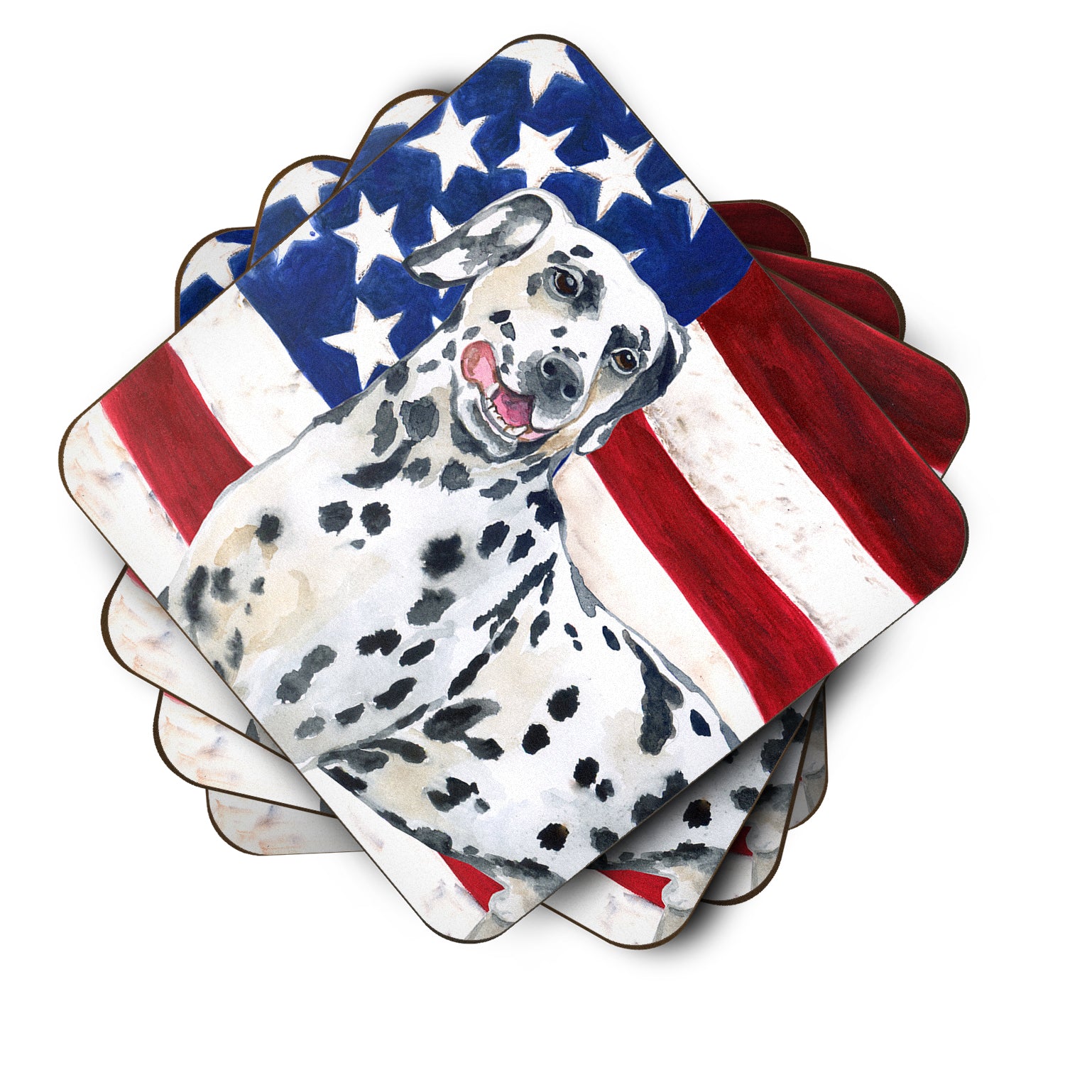 Dalmatian Patriotic Foam Coaster Set of 4 BB9653FC - the-store.com