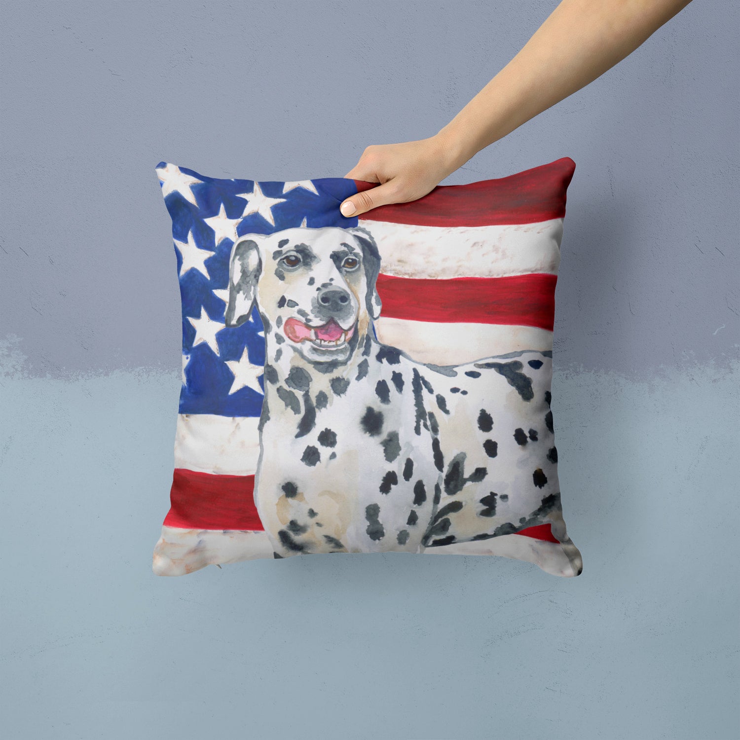 Dalmatian Patriotic Fabric Decorative Pillow BB9653PW1414 - the-store.com