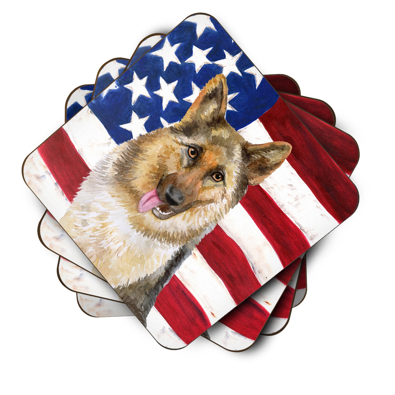 German Shepherd Patriotic Foam Coaster Set of 4 BB9654FC - the-store.com