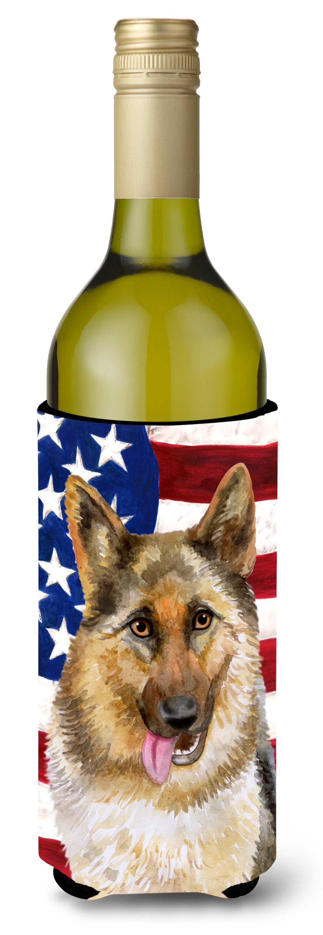 German Shepherd Patriotic Wine Bottle Beverge Insulator Hugger BB9654LITERK by Caroline's Treasures