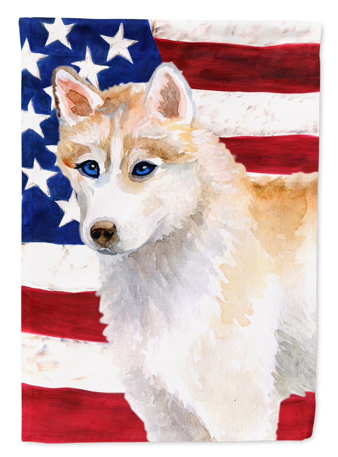 Siberian Husky Patriotic Flag Canvas House Size BB9655CHF  the-store.com.