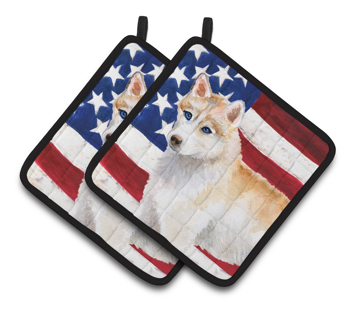 Siberian Husky Patriotic Pair of Pot Holders BB9655PTHD by Caroline&#39;s Treasures