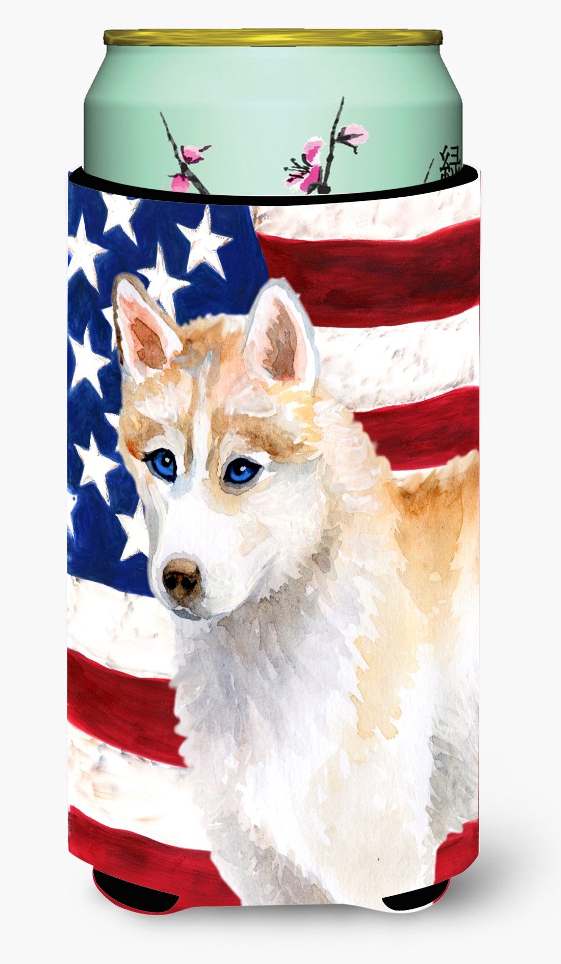 Siberian Husky Patriotic Tall Boy Beverage Insulator Hugger BB9655TBC by Caroline&#39;s Treasures