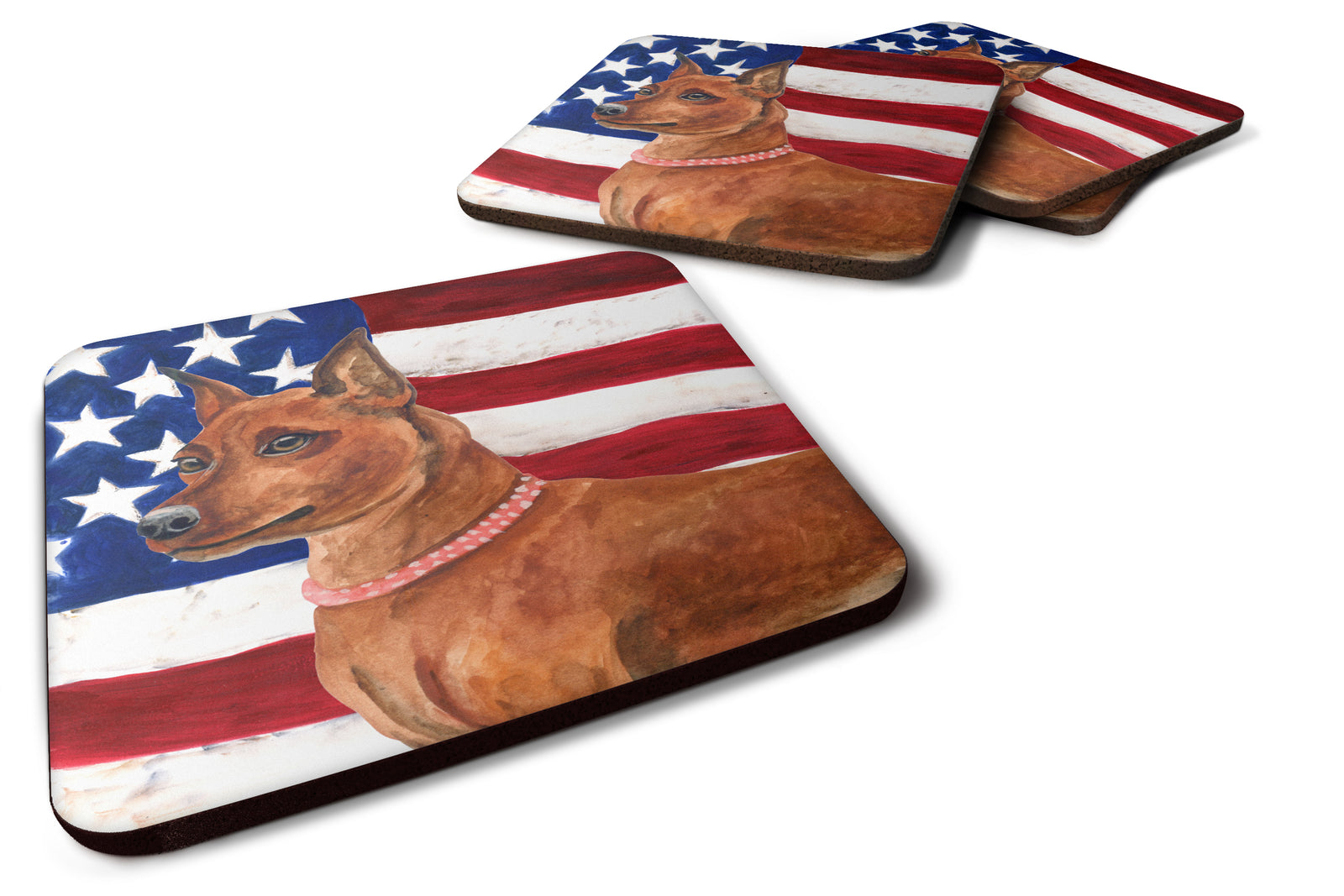 Miniature Pinscher Patriotic Foam Coaster Set of 4 BB9656FC - the-store.com