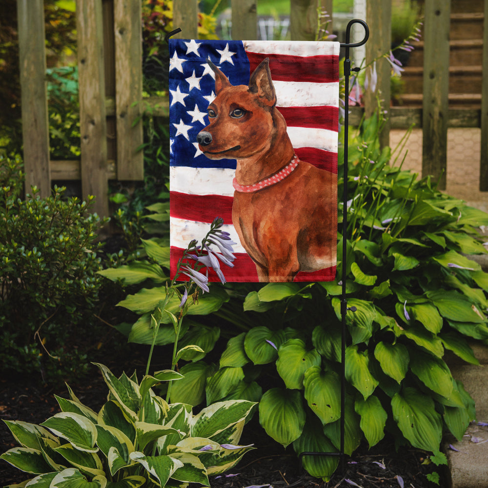 Miniature Pinscher Patriotic Flag Garden Size BB9656GF  the-store.com.