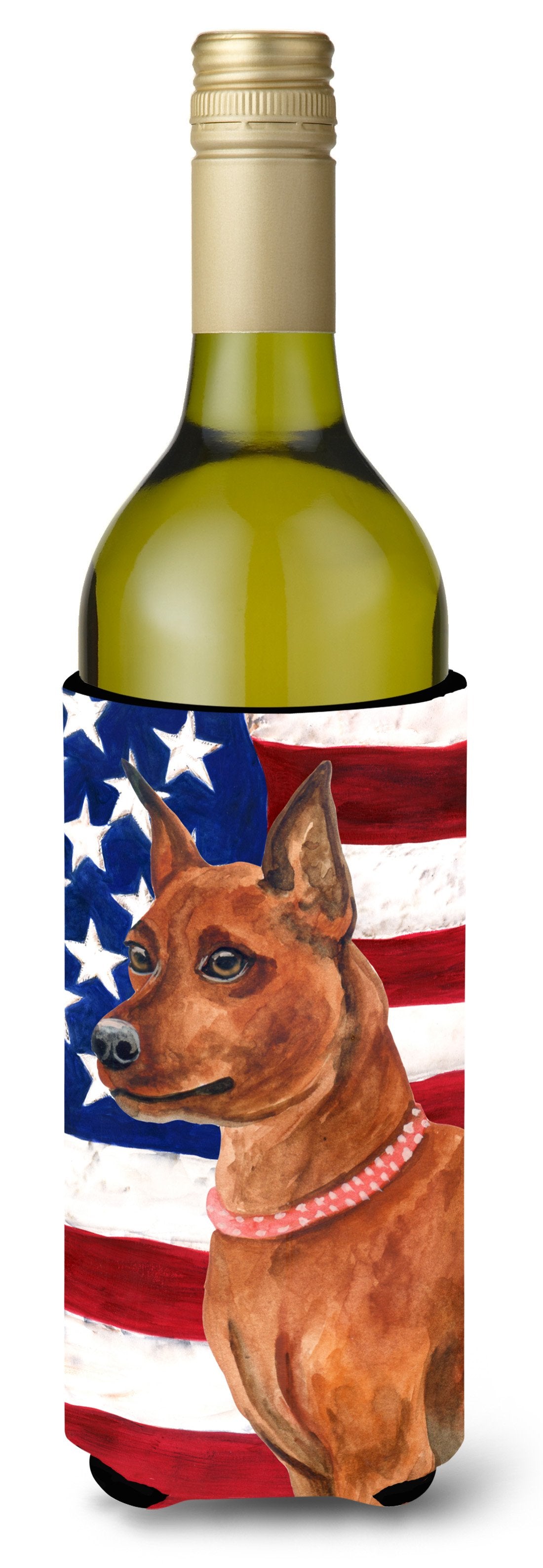 Miniature Pinscher Patriotic Wine Bottle Beverge Insulator Hugger BB9656LITERK by Caroline's Treasures