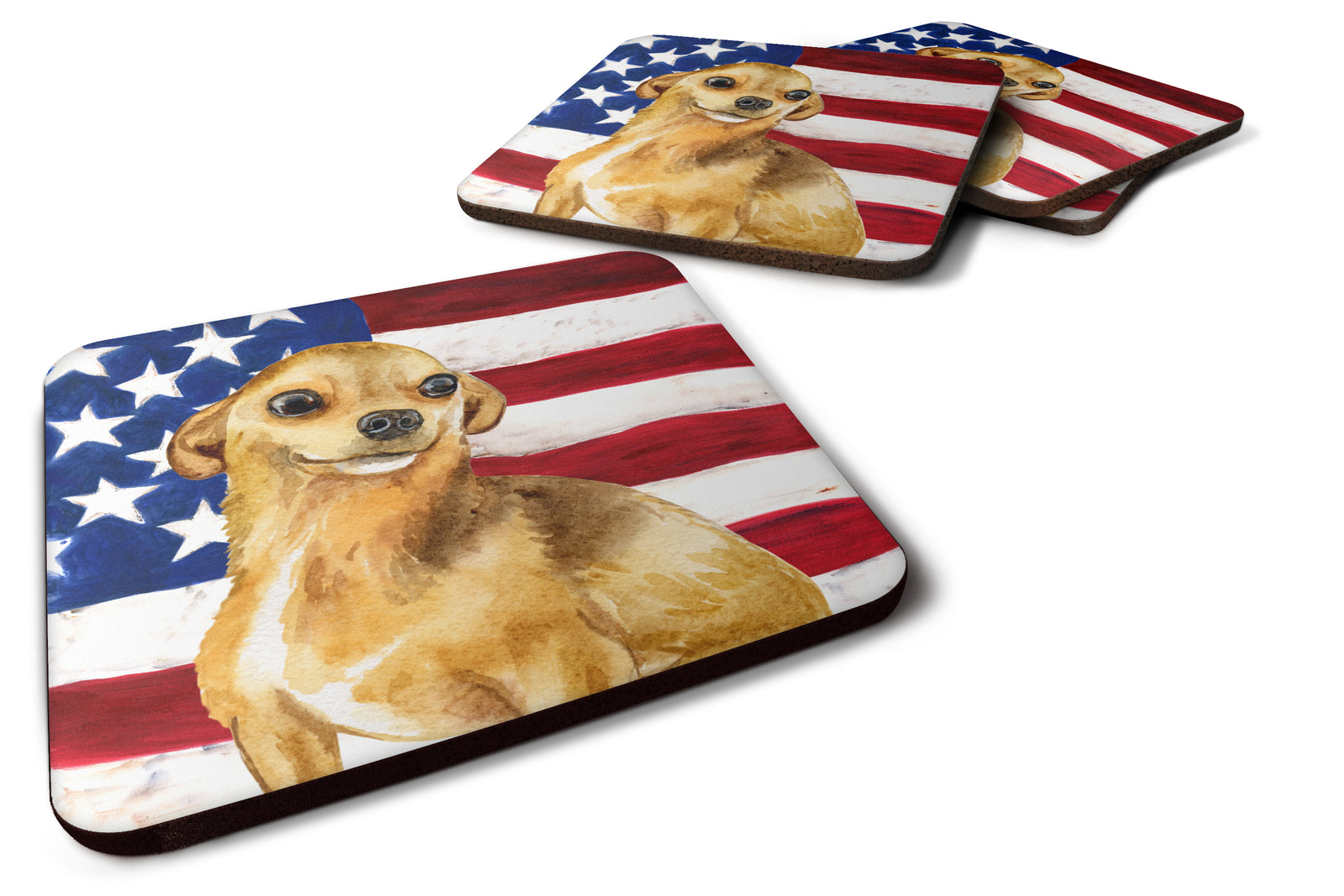 Chihuahua Patriotic Foam Coaster Set of 4 BB9658FC - the-store.com