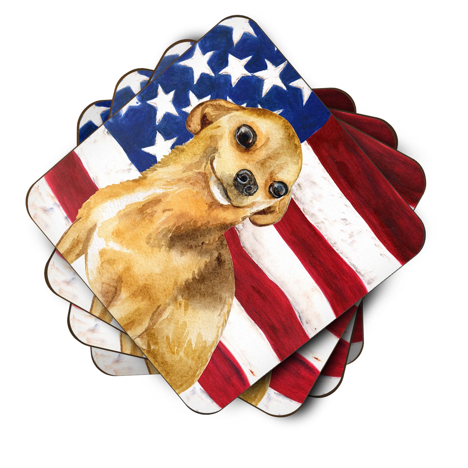 Chihuahua Patriotic Foam Coaster Set of 4 BB9658FC - the-store.com