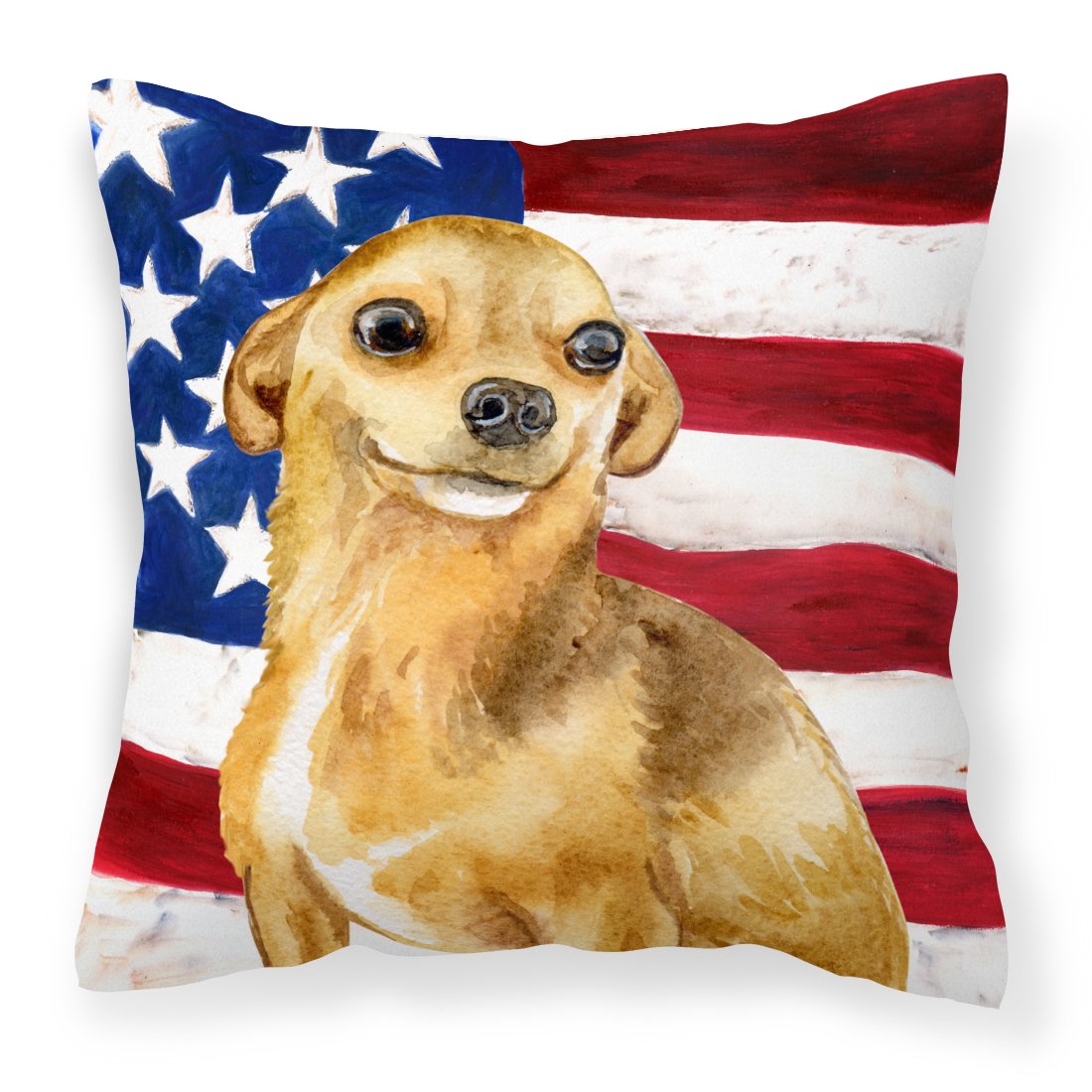 Chihuahua Patriotic Fabric Decorative Pillow BB9658PW1818 by Caroline's Treasures