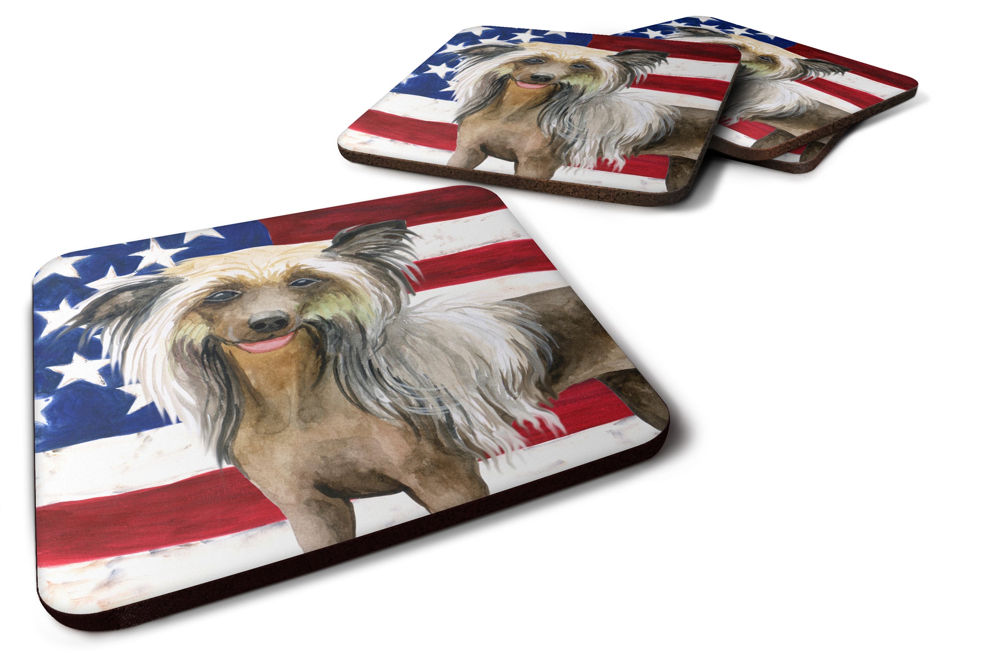 Chinese Crested Patriotic Foam Coaster Set of 4 BB9659FC - the-store.com