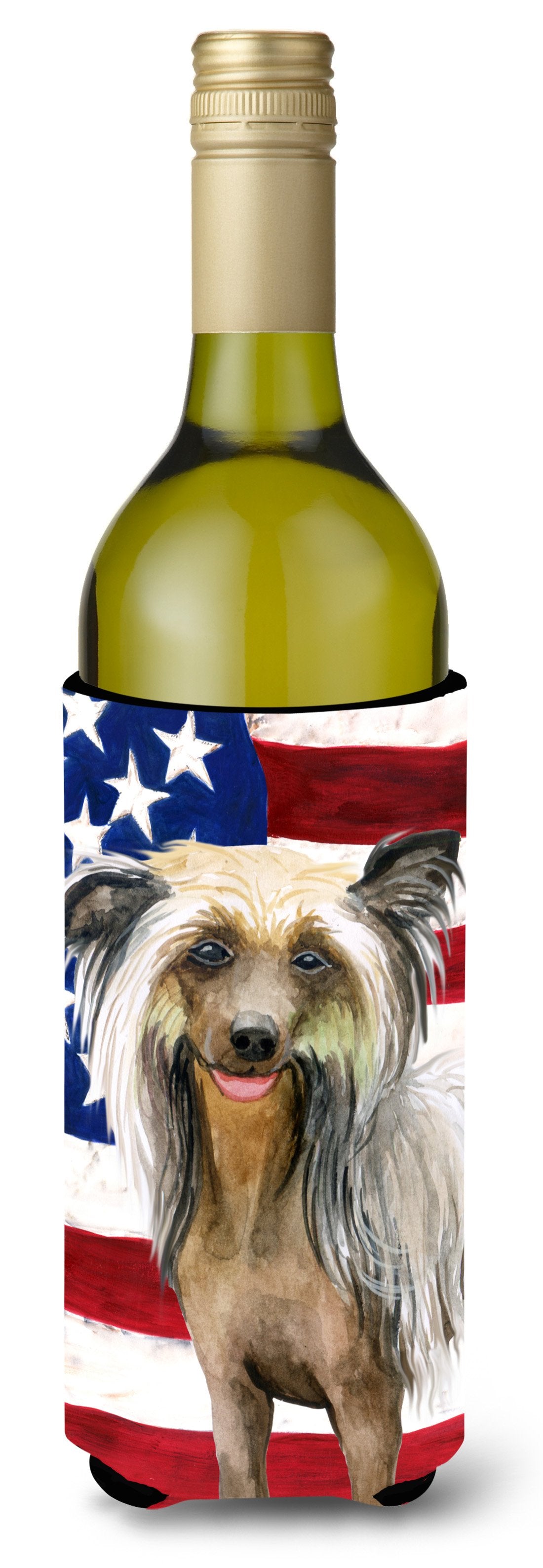 Chinese Crested Patriotic Wine Bottle Beverge Insulator Hugger BB9659LITERK by Caroline's Treasures