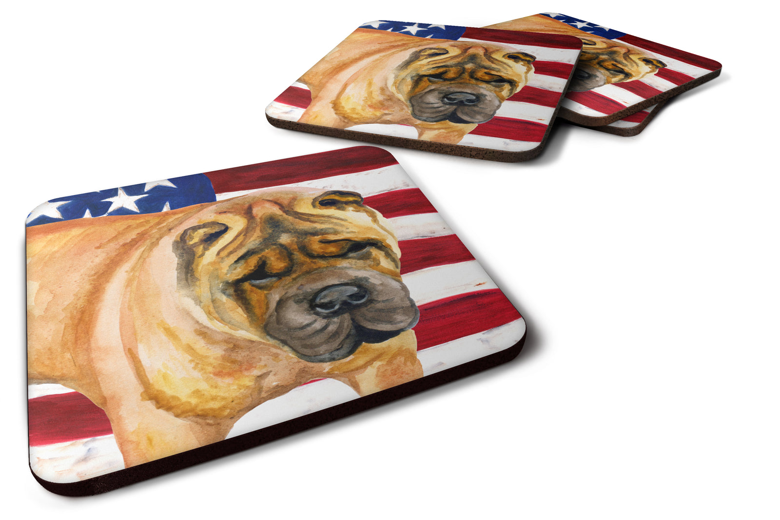 Shar Pei Patriotic Foam Coaster Set of 4 BB9661FC - the-store.com