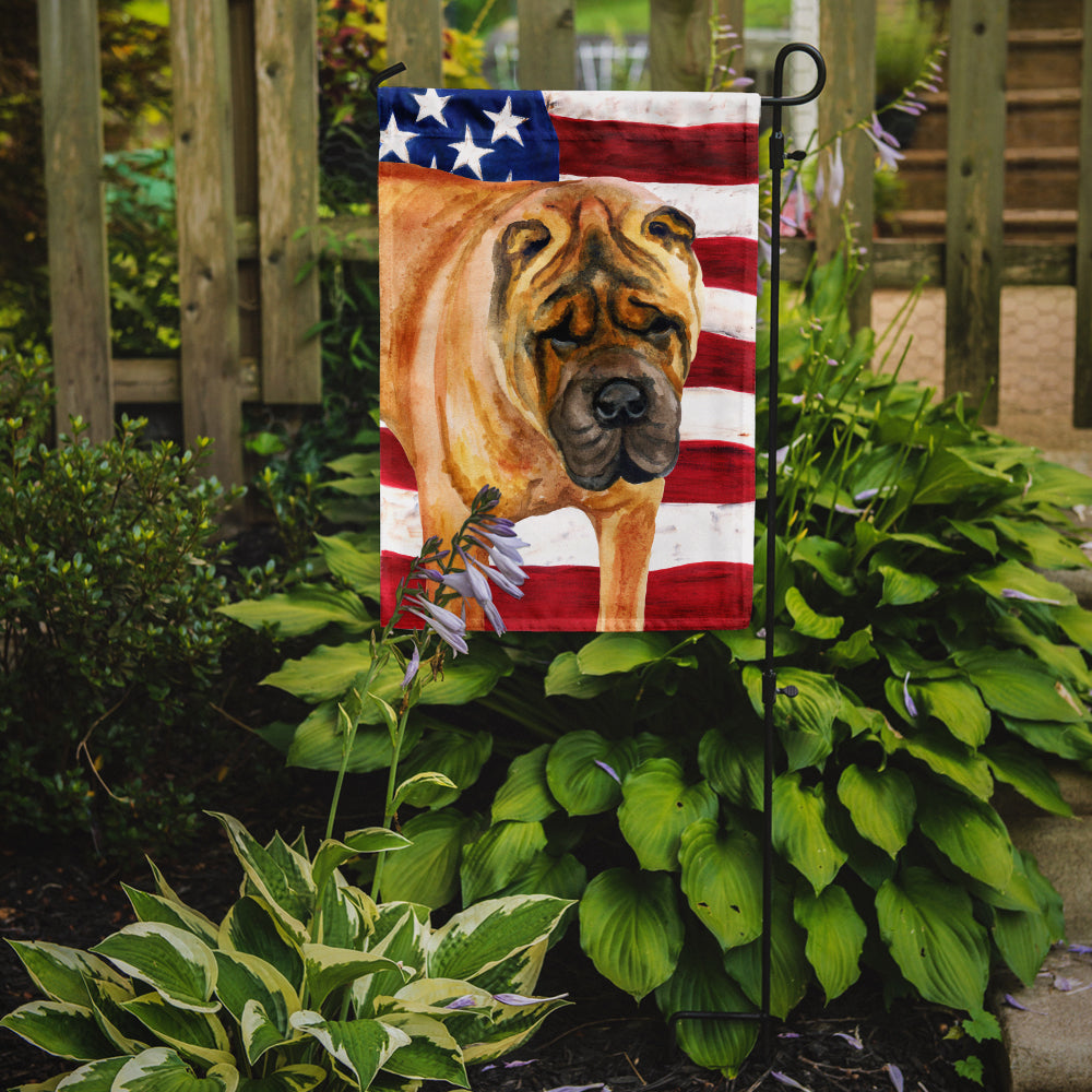 Shar Pei Patriotic Flag Garden Size BB9661GF  the-store.com.