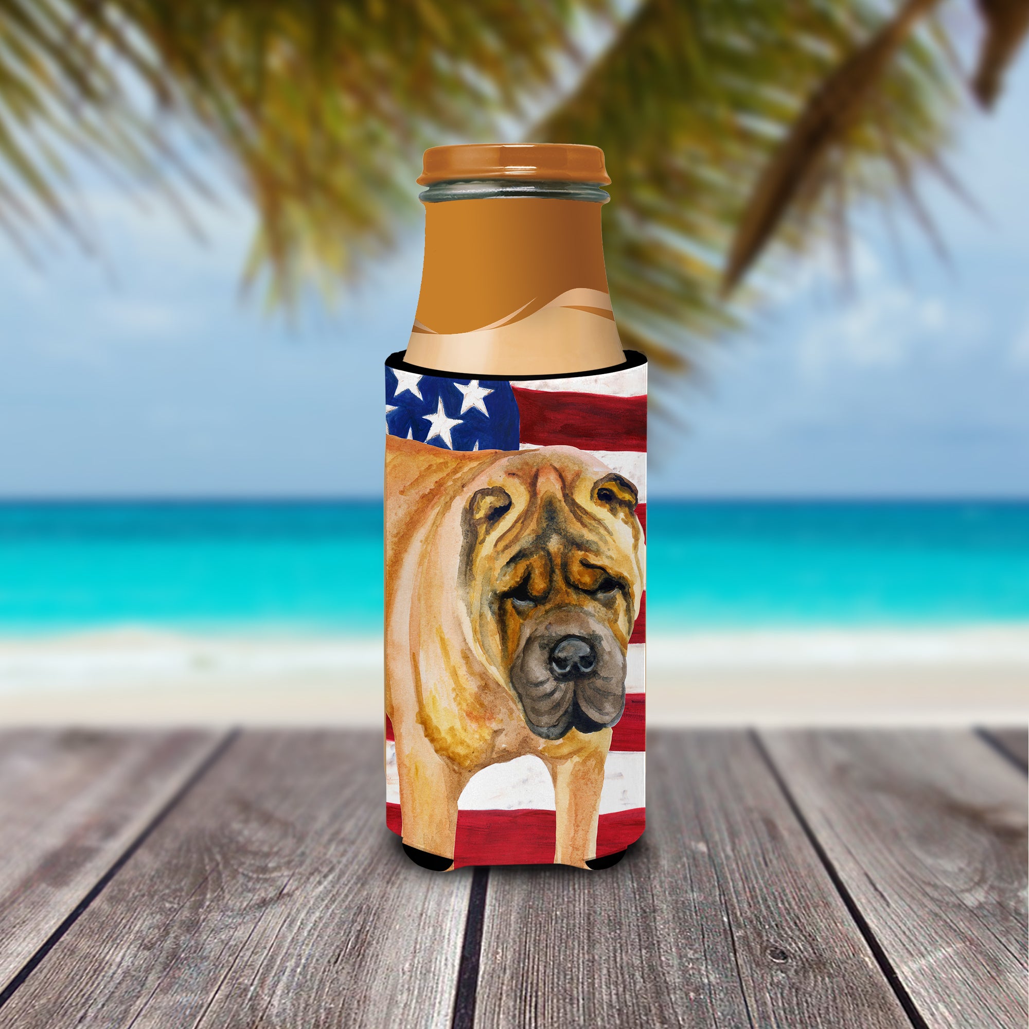 Shar Pei Patriotic  Ultra Hugger for slim cans BB9661MUK  the-store.com.