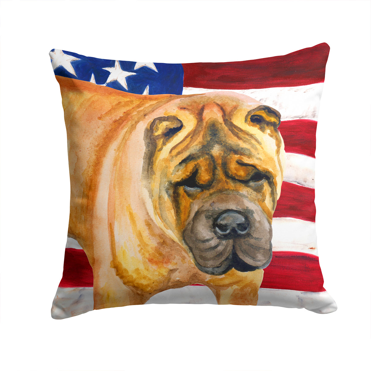 Shar Pei Patriotic Fabric Decorative Pillow BB9661PW1414 - the-store.com