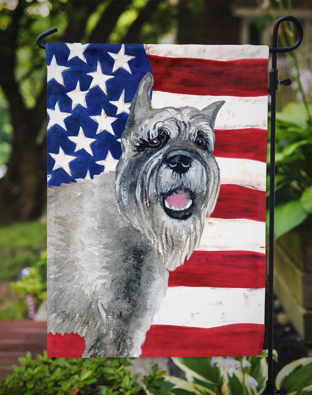 Schnauzer Patriotic Flag Garden Size BB9662GF  the-store.com.