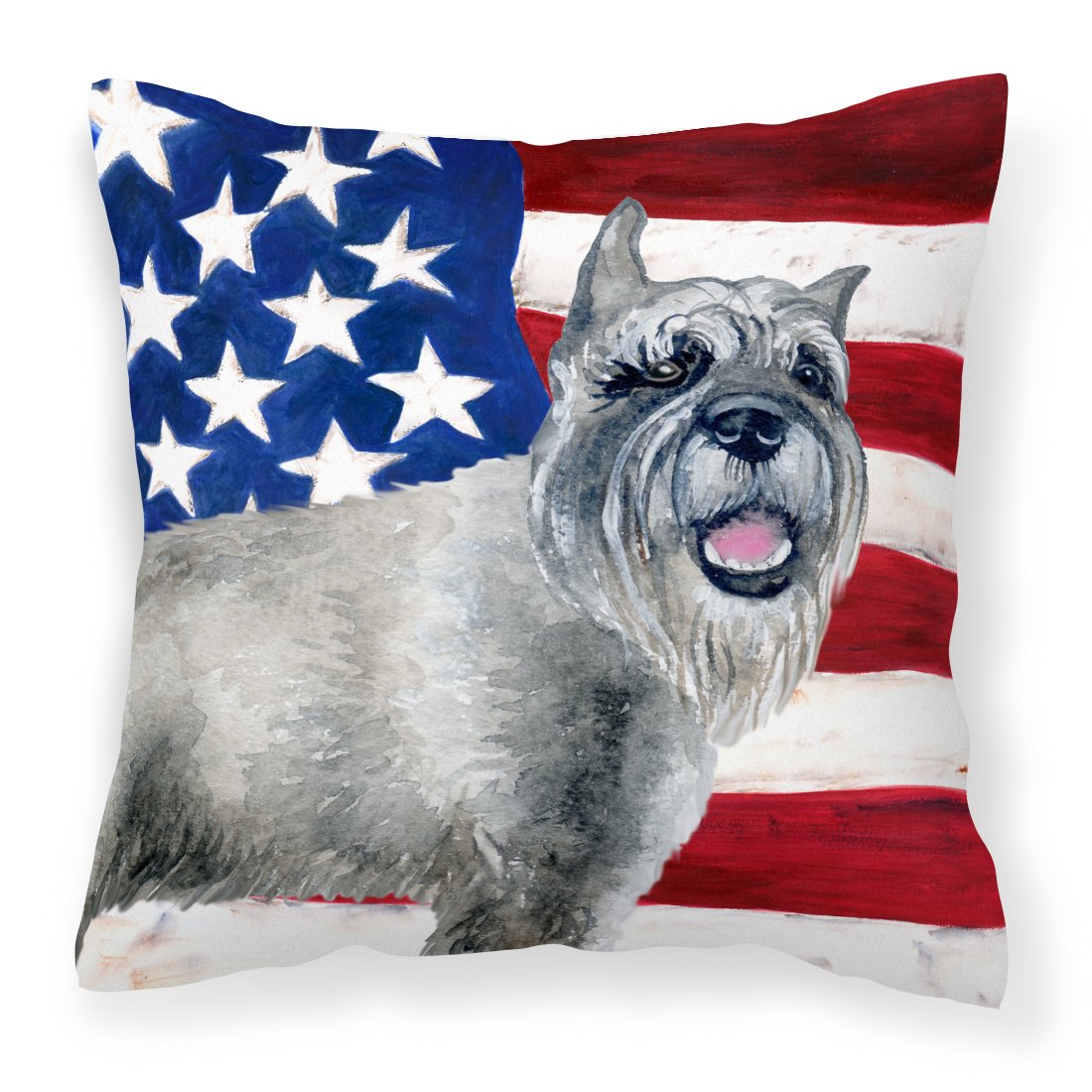 Schnauzer Patriotic Fabric Decorative Pillow BB9662PW1818 by Caroline's Treasures