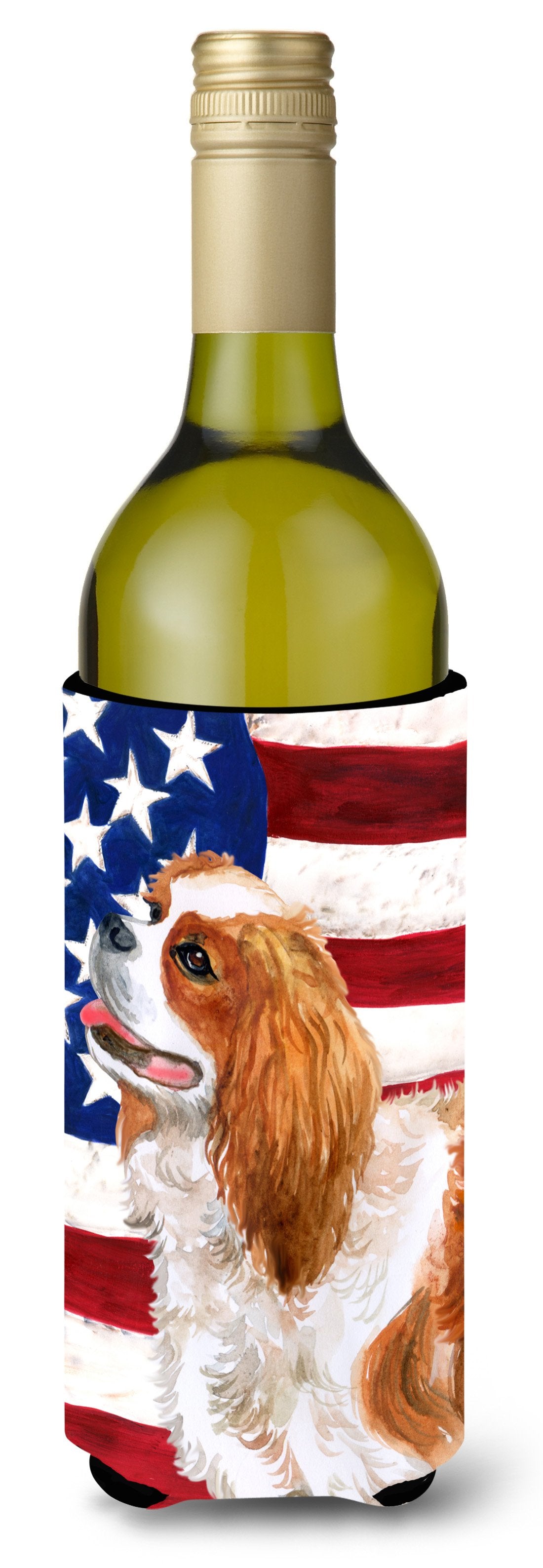 Cavalier Spaniel Patriotic Wine Bottle Beverge Insulator Hugger BB9663LITERK by Caroline's Treasures