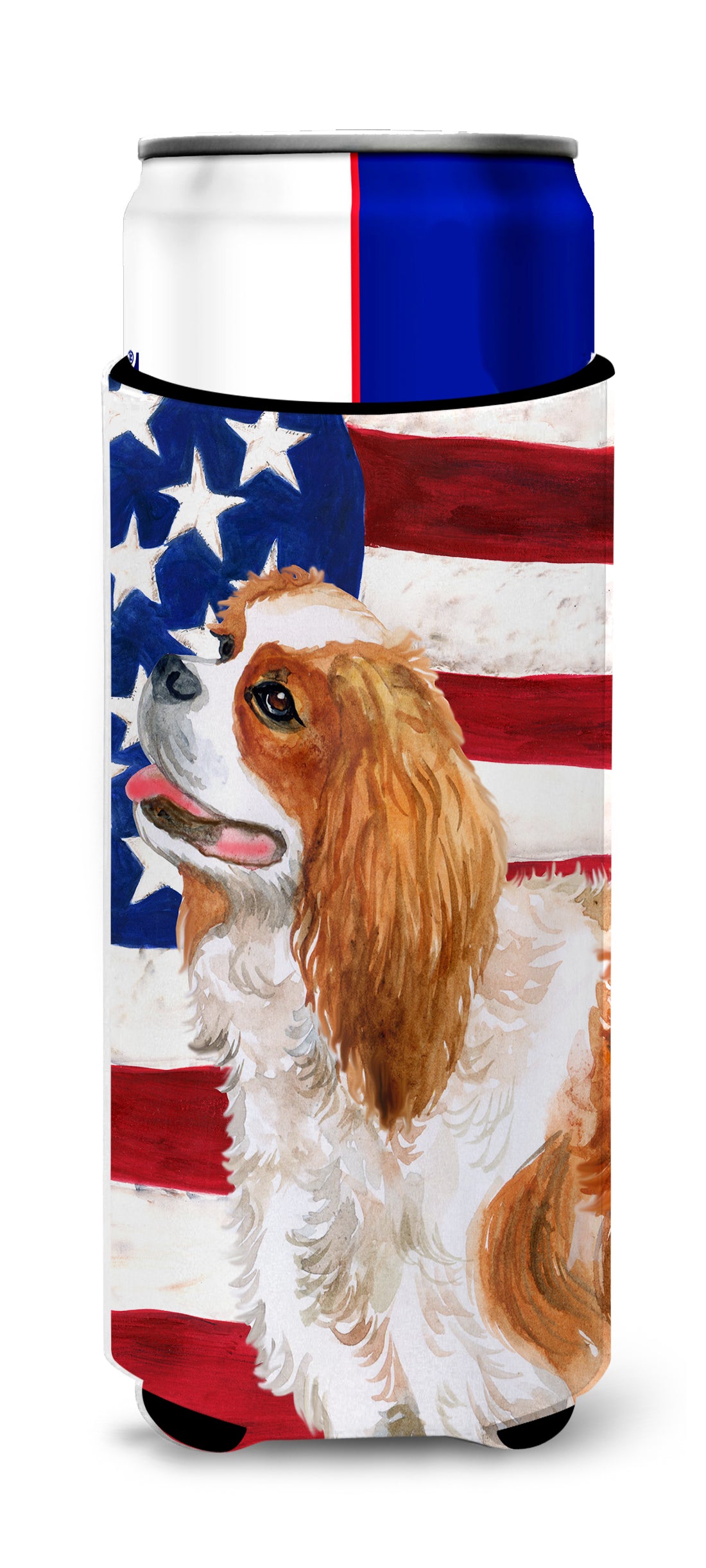 Cavalier Spaniel Patriotic  Ultra Hugger for slim cans BB9663MUK  the-store.com.