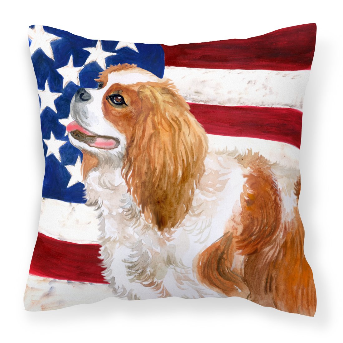 Cavalier Spaniel Patriotic Fabric Decorative Pillow BB9663PW1818 by Caroline's Treasures