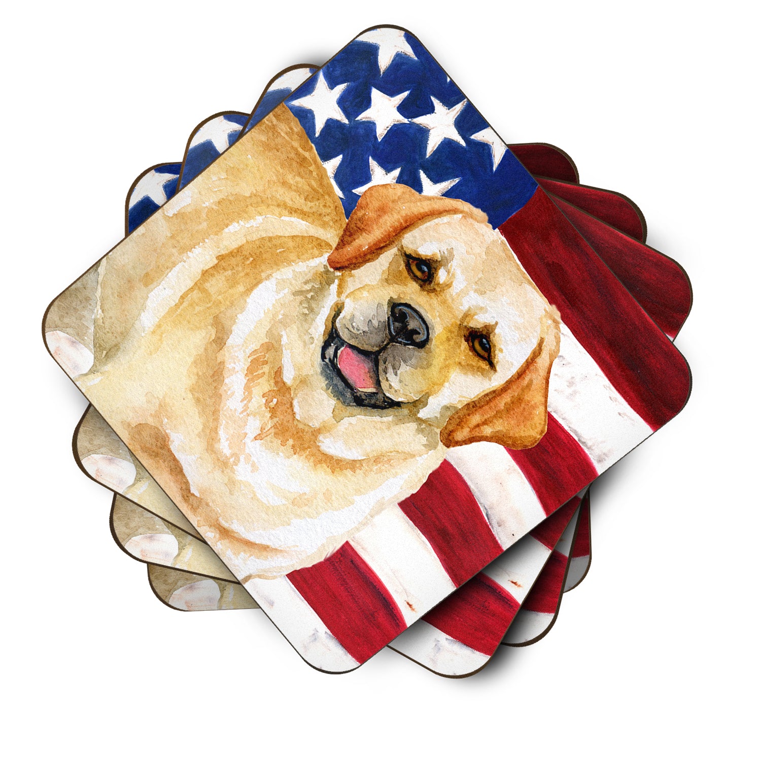 Golden Retriever Patriotic Foam Coaster Set of 4 BB9664FC - the-store.com