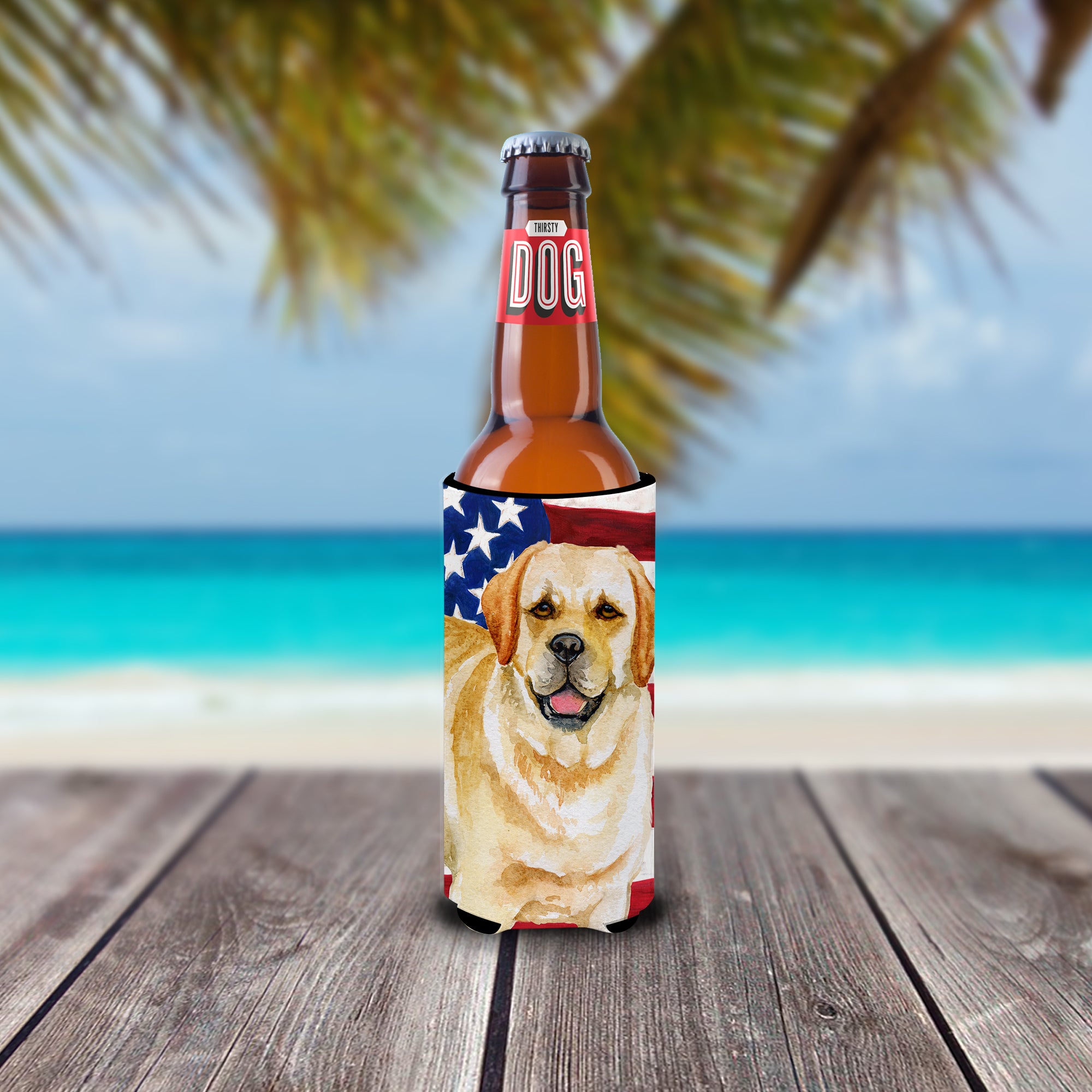 Golden Retriever Patriotic  Ultra Hugger for slim cans BB9664MUK  the-store.com.