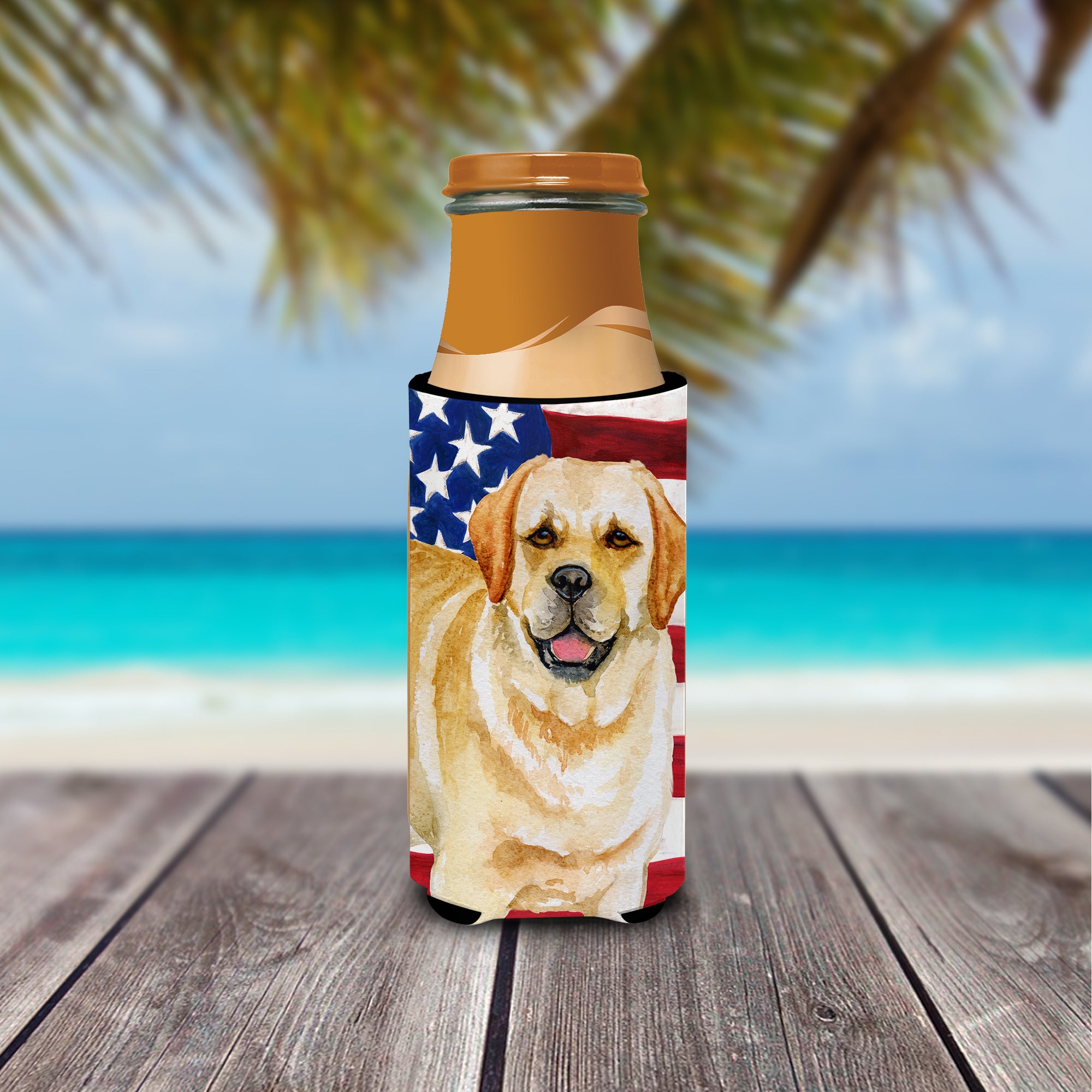 Golden Retriever Patriotic  Ultra Hugger for slim cans BB9664MUK  the-store.com.