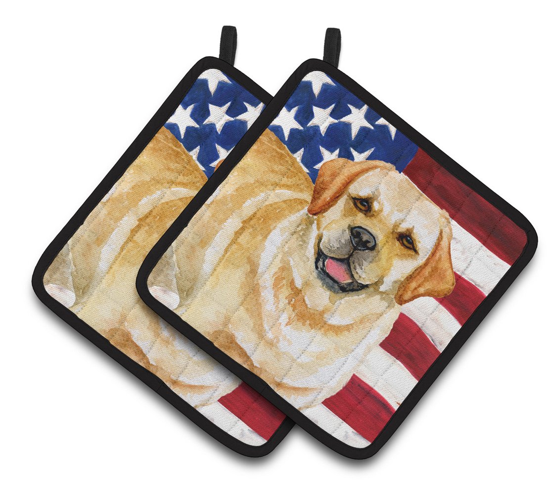 Golden Retriever Patriotic Pair of Pot Holders BB9664PTHD by Caroline's Treasures