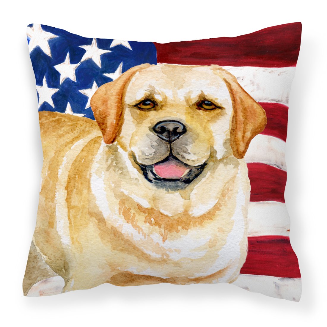 Golden Retriever Patriotic Fabric Decorative Pillow BB9664PW1818 by Caroline's Treasures