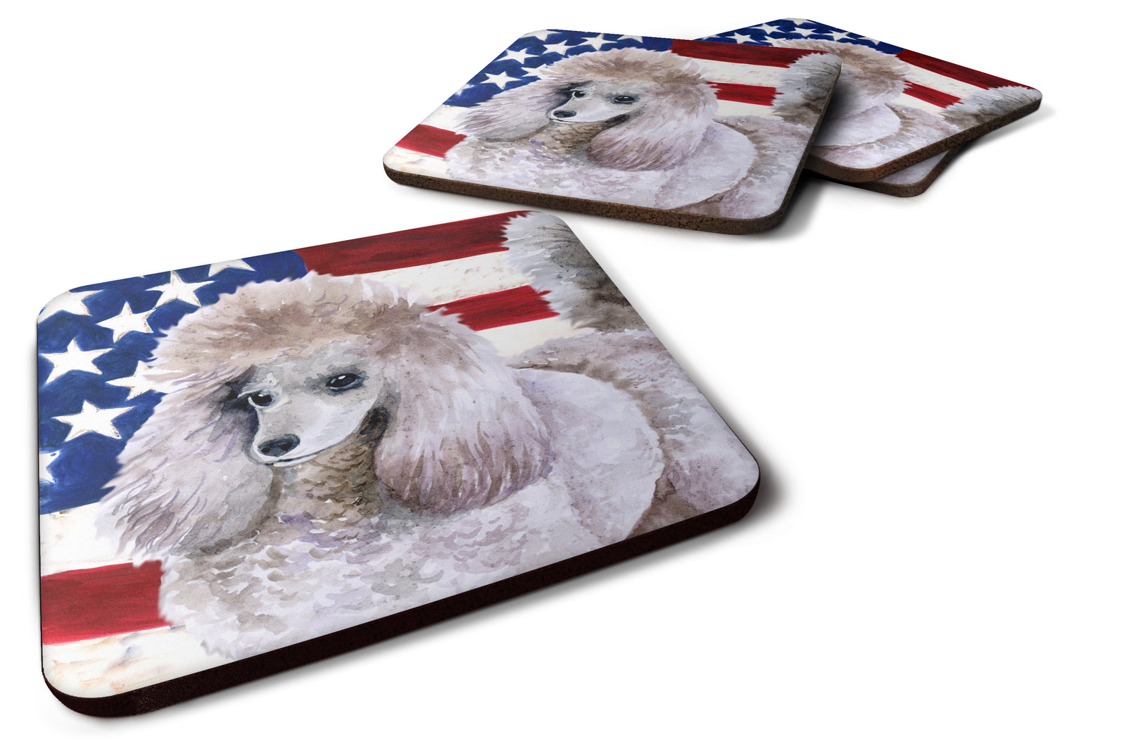 Poodle Patriotic Foam Coaster Set of 4 BB9665FC - the-store.com