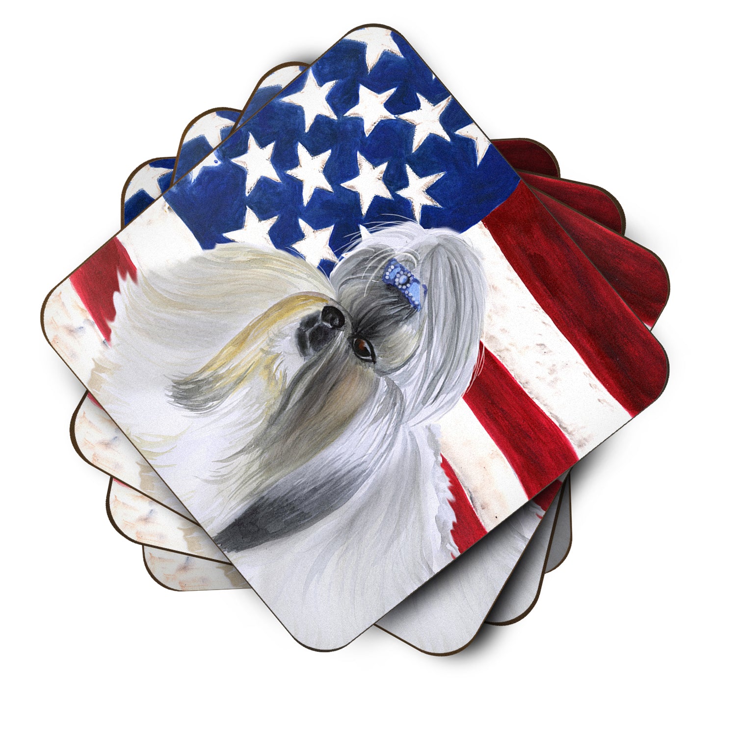 Shih Tzu Patriotic Foam Coaster Set of 4 BB9666FC - the-store.com