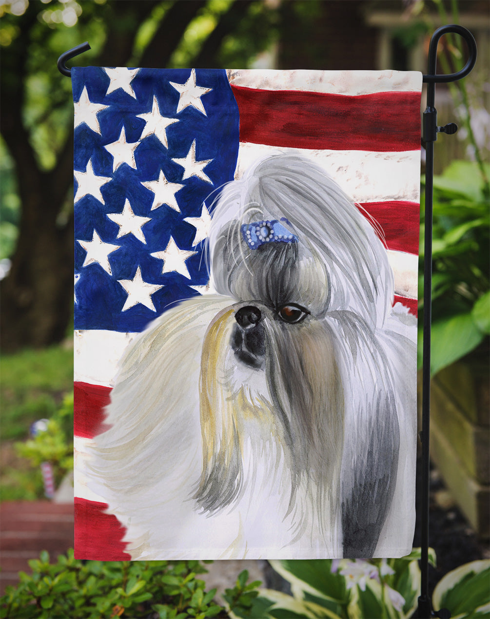 Shih Tzu Patriotic Flag Garden Size BB9666GF  the-store.com.