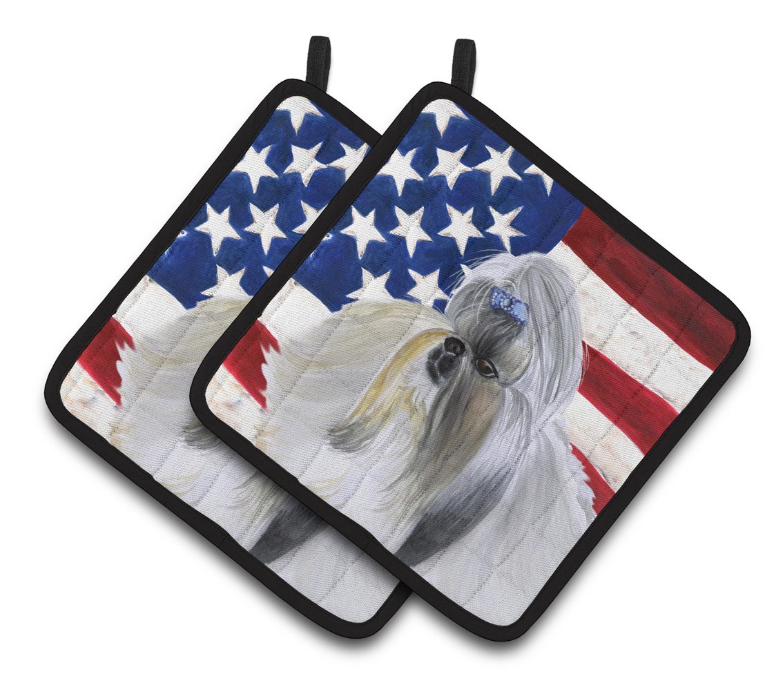 Shih Tzu Patriotic Pair of Pot Holders BB9666PTHD by Caroline&#39;s Treasures