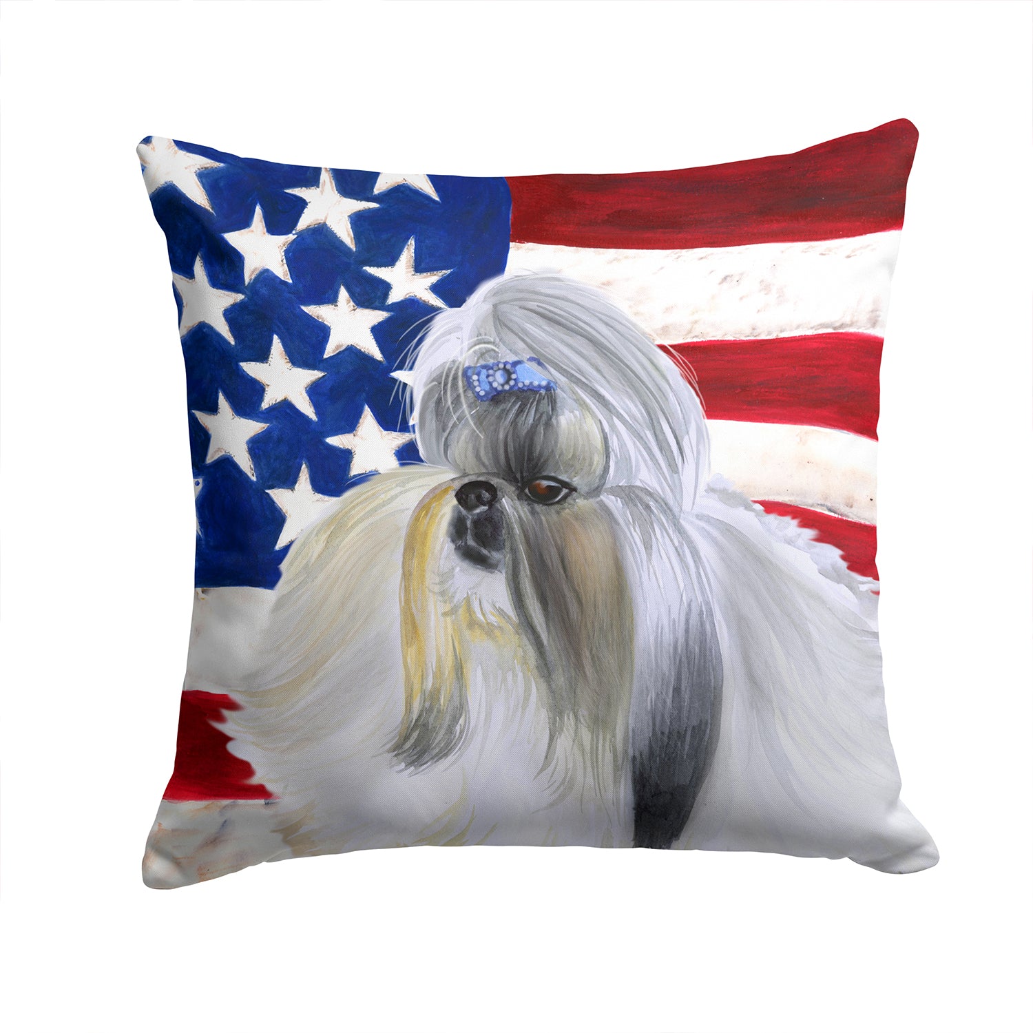 Shih Tzu Patriotic Fabric Decorative Pillow BB9666PW1414 - the-store.com