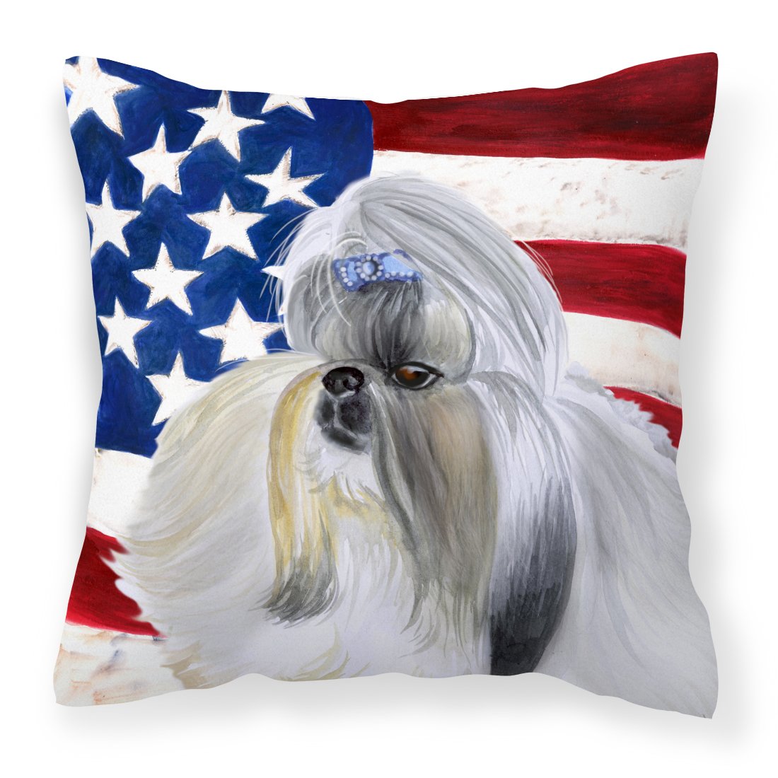 Shih Tzu Patriotic Fabric Decorative Pillow BB9666PW1818 by Caroline's Treasures