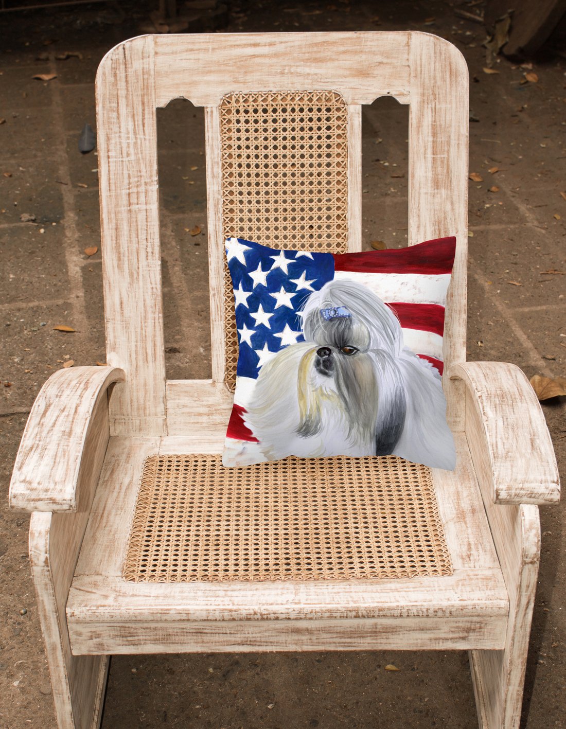 Shih Tzu Patriotic Fabric Decorative Pillow BB9666PW1818 by Caroline's Treasures