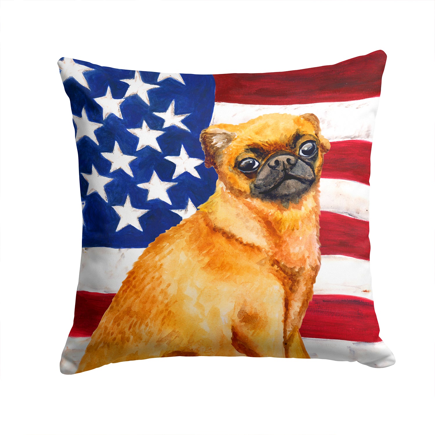 Small Brabant Griffon Patriotic Fabric Decorative Pillow BB9667PW1414 - the-store.com