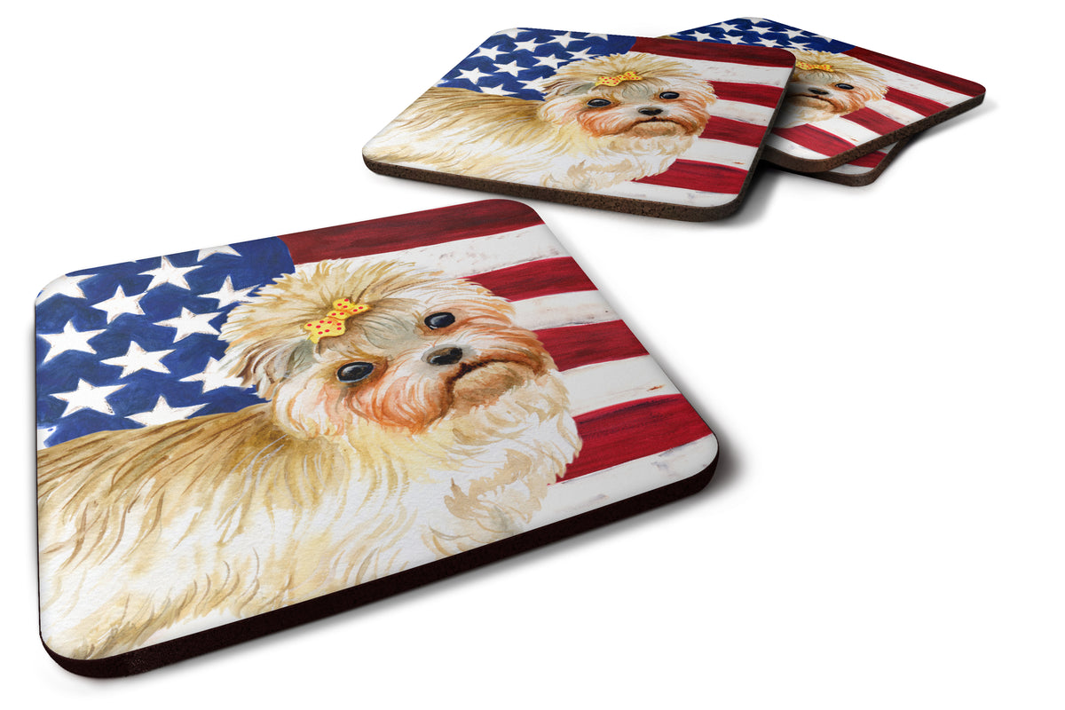 Morkie Patriotic Foam Coaster Set of 4 BB9668FC - the-store.com