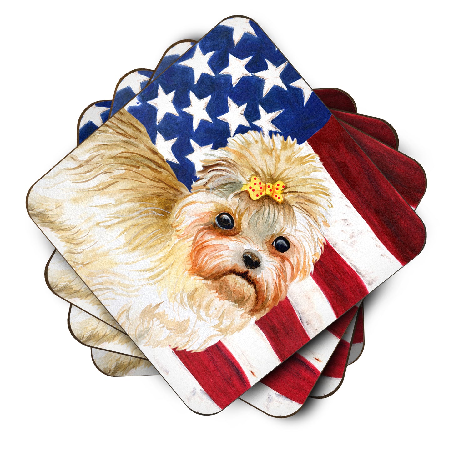 Morkie Patriotic Foam Coaster Set of 4 BB9668FC - the-store.com