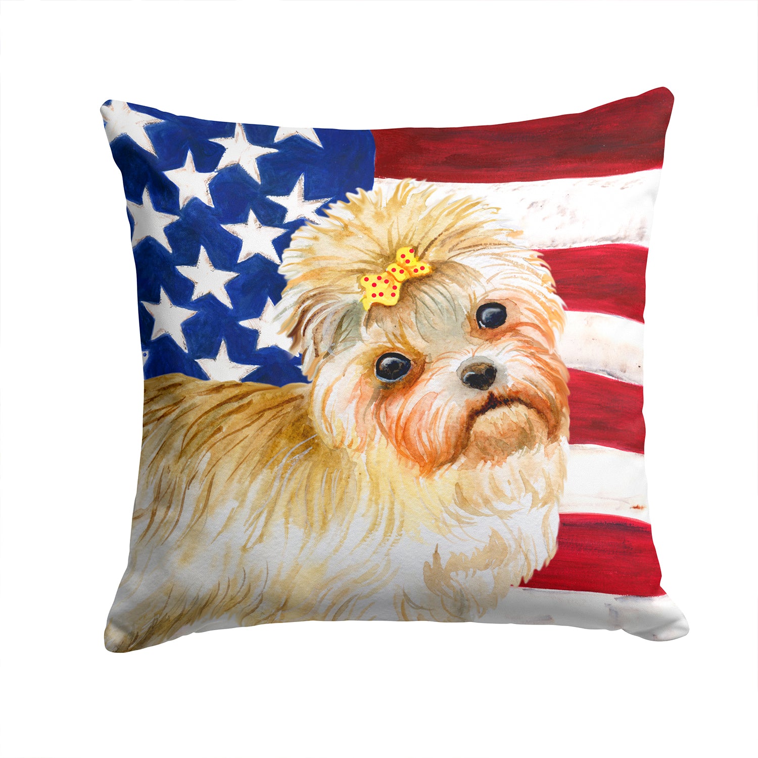 Morkie Patriotic Fabric Decorative Pillow BB9668PW1414 - the-store.com