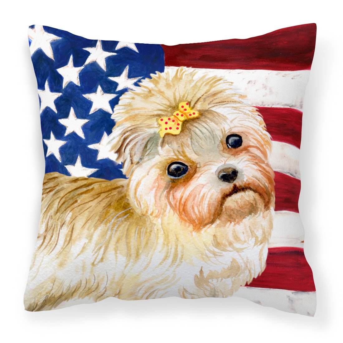 Morkie Patriotic Fabric Decorative Pillow BB9668PW1818 by Caroline's Treasures